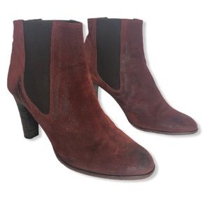 n.d.c. Made by Hand Red Suede Stacked Heel Boots